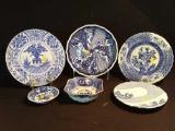 East Asian Blue and White Style Porcelain/ Ceramic Plates and Such