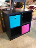 Black 4 Cubby Cube Stand with Cloth Boxes