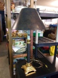 Vintage Golden Base Faux- Marble-Look Lamp