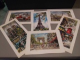 (6) Colorful Paris Prints by Vargas