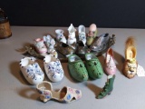 Large Selection of Porcelain, Brass, Wood and Collectible Resin Shoe Figurines