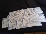 (13) Old Stock Certificates, Mostly 100 Shares