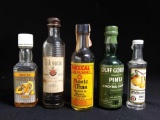 (5) OLD Assorted Glass MINI Liquor Bottles, some with contents. CAN NOT BE SHIPPED