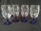 (4) Princess House Crystal Clear and Cobalt Blue Goblets