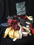 Group Lot of Nice Ties, Geometric and Solid with Dress Shirt and Packet handkerchiefs