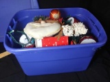 Container with Shimmering Holiday Decor Including Cute Bulb Christmas Lights