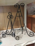 Pair of Large And Medium Metal Picture Stands