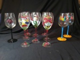 Nice Fancy Glasses, Long Stems, Most Hand Painted