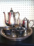 4 Pcs Silver-plate, Including Tea Set. 1 Stainless Steel