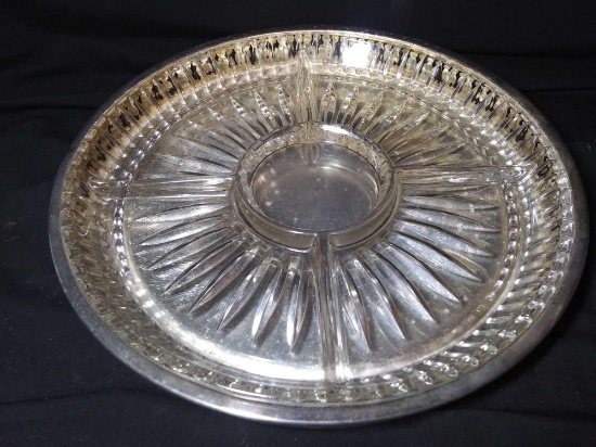 Regal quality silver, Hong Kong tray with glass sectioned insert