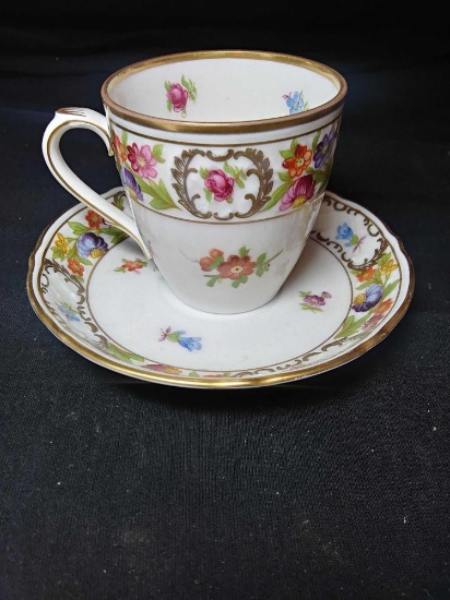 Schumann arzberg Germany Empress Dresden flowers two piece tea set, E&R Golden Crown