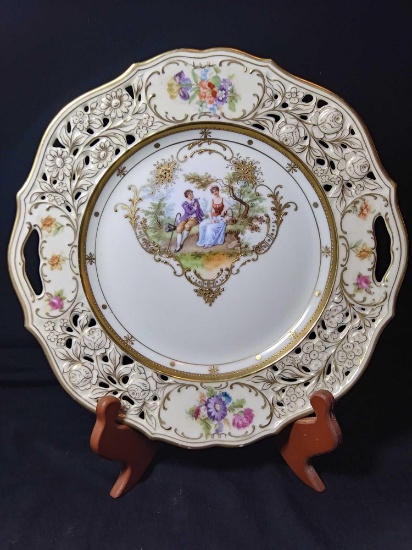 Vintage H R Porcelain 10.5" Reticulated Plate