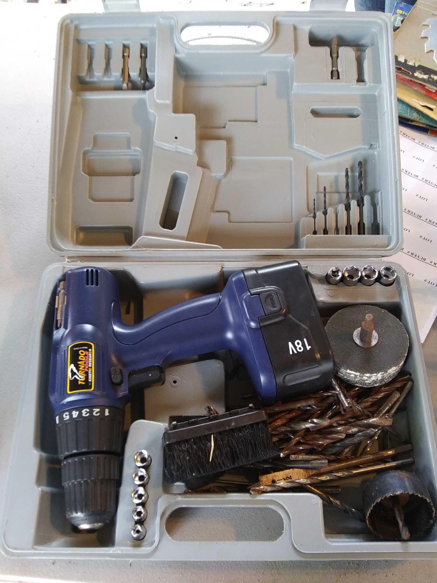 Tornado tools battery-powered drill and extras | Proxibid