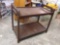 Beautiful dark wood double level server stand /stationary cart