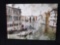 Stretched vinyl picture on Wood of Venice Boating Scene