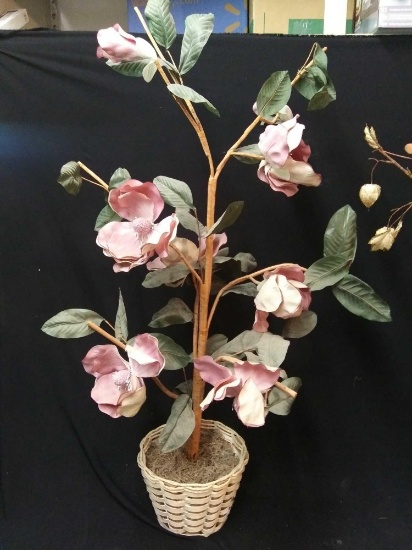 White and pink artificial potted tree decor