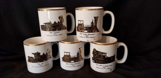 (5) KILNCRAFT Coloroll Railroad coffee mugs