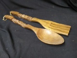Large Wooden Craved Decor Spoons