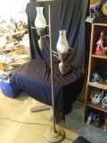 5ft Tall Metal Double Hurricane Style Lamps, No Globes