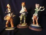 (3) Resin Clown Band Figures Playing Musical Instruments