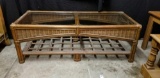 Rattan and wicker, glass top, coffee table