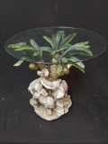 Very nice elephant tropical Style side table, glass top, very strong