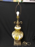 Very Large, Gorgeous mid-century ornately decorated and glazed glass Table Lamp