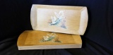 Set (8) Vintage Coronet Wood Trays Haskelite MFG Snow Geese Lithograph 18 x 11