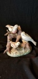 Teaching Baby to Fly-Sweet bird family, ceramic figurine