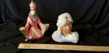 (2) ceramic and a plaster 1954 UNIVERSAL STATUARY Aladdin style figure