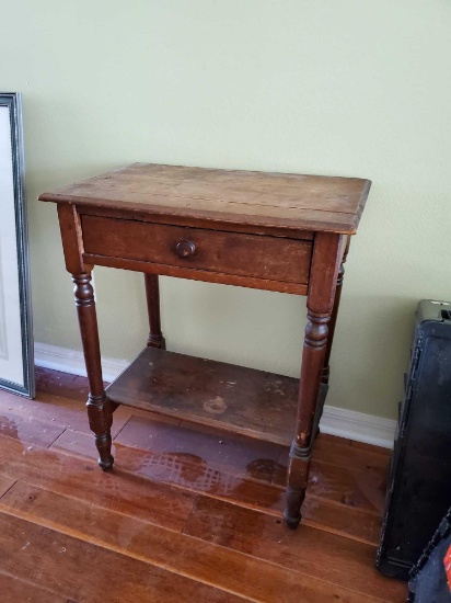 Antique Primitive side table with drawer and under shelf