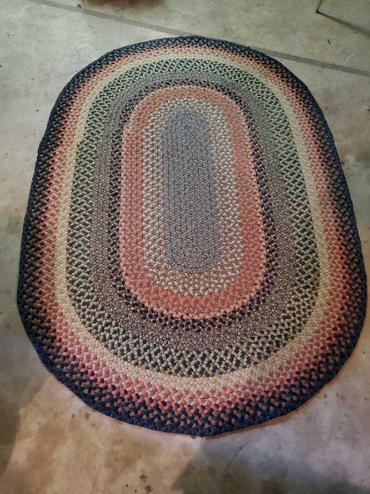Antique Braided rug, 76 x 53"