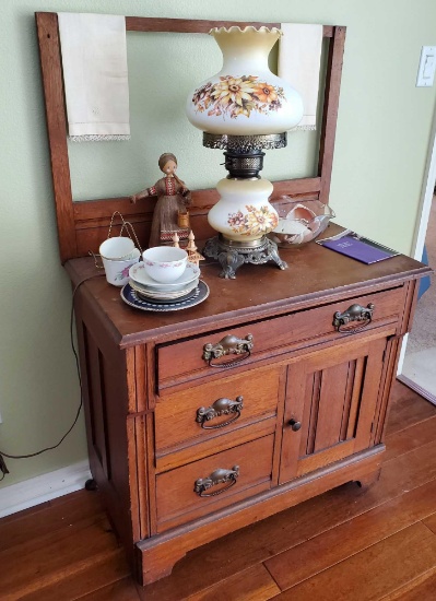 Victorian ANTIQUE oak Dry Sink, commode, wash stand, dresser, farmhouse