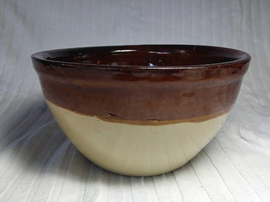 8" Old Crock Bowl, Brown and Cream