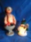 pair of lighted holiday snowman figures, one lighted one fiber optic