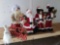 group of Santa and Santa bear stuffed dolls holiday decor