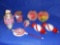 (9) red and white, glass and hand blown ornaments, including Radko and Columbia