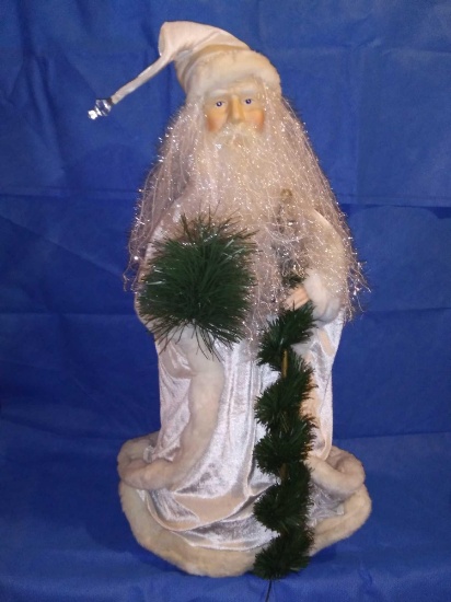 Large 40" Tall fiber optic Lit Father Christmas display figure with ceramic face and hands
