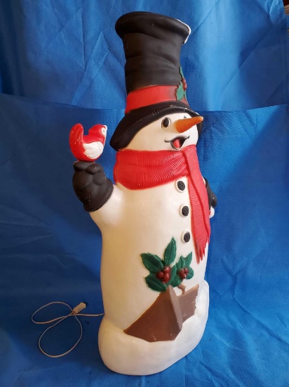 40 in. Jolly Snowman with cardinal lighted Blow Mold