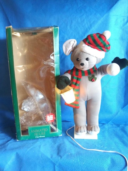 2 Foot Tall animatronic and lighted Christmas Mouse Figure
