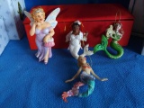(3) Sassy Lady Mermaid and Fairy Resin Ornaments, (1) Possibly December Diamonds