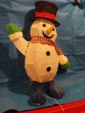 3 Ft Tall Tinsel and Metal Wire Frame Lighted Snowman