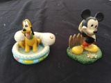 (2) Mickey and Pluto Danbury Mint Disney Perpetual Calendar AUGUST February Figurines