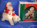 2 Ft Tall Santa's Best Santa on polar bear animatronic holiday figure