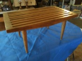 very nice vintage slat seat wood side table/bench, sturdy, good quality, unstamped