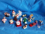 Vintage Christmas Tree ornaments including Hallmark cars. Disney,Big Mac, Panda and Hippo Glass,