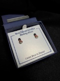 New merch-1 pair shimmering Sterling Silver Snowmen earrings in box, Holiday, Christmas