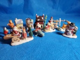 10 9 Christmas holiday village ceramic accessories including houses, and scenes