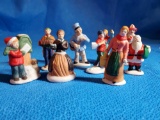 9 Christmas holiday village ceramic accessories including standing people