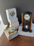 New in styrofoam WESTINGHOUSE table clock and 5 glass trinket boxes